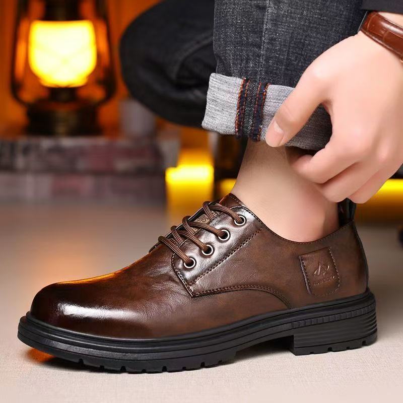 Zapatos retro de piel para hombre con suela blanda